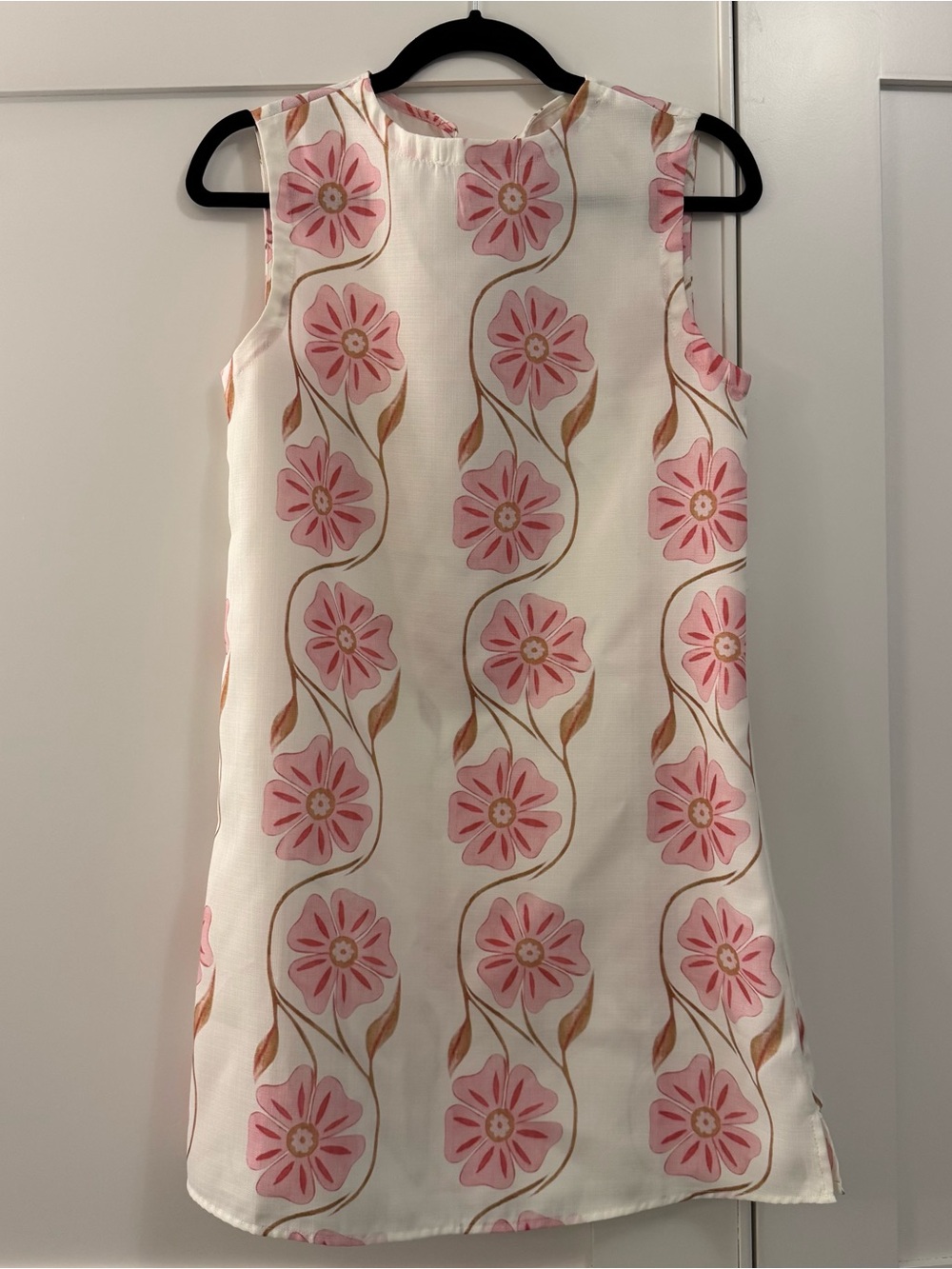 Commense White Dress with Pink Floral Print